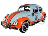 1966 Volkswagen Beetle 48 with ""Gulf"" Livery Light Blue with Orange Stripe 1/24 Diecast Model Car by Motormax