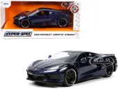 2020 Chevrolet Corvette Stingray C8 Dark Blue Metallic ""Hyper-Spec"" Series 1/24 Diecast Model Car by Jada