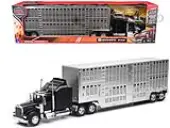 Kenworth W900 Truck Black with Pot Belly Livestock Chrome ""Long Haul Truckers"" Series 1/32 Diecast Model by New Ray