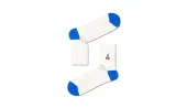 Happy Socks Ribbed Embroidery Cherry 1/2 Crew Sock Unisex - Socks Happy Socks - White - RECHE13-1300-4-7 - Size: 4-7