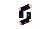 Happy Socks Ribbed Embroidery Strawberry 1/2 Crew Sock Unisex - Socks Happy Socks - Black - RESTR13-6500-4-7 - Size: 4-7