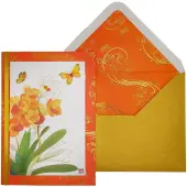 Orange Orchids Birthday Card
