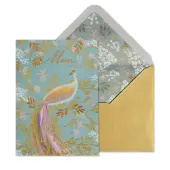 Peacock on Teal Mother's Day Card