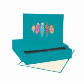 Barbarian Brilliant Feathers (Blue) Note Cards w Keepsake Box by Barbra Ignatiev