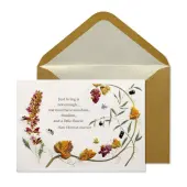 Embroidered Leaves and Flowers Birthday Card