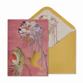Hummingbird & Floral Gold Foil Blank Greeting Card