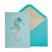 Seahorse Foil-Embellished Greeting Card