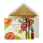 Flowers with Gold Highlights Grandma Birthday Card