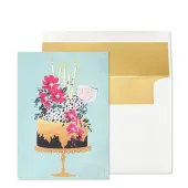 Luxe Birthday Celebration Card with Cake Illustration