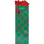 Diagonal Plaid Bottle Gift Bag