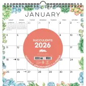 Succulents Spiral Art 2026 Wall Calendar