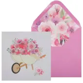 Wheelbarrow W/ Hearts and Flowers Valentine's Day Card