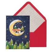 Penguin on Moon Christmas Card
