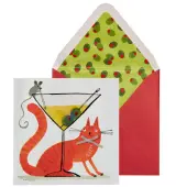 Cat Mouse & Martini Birthday Card