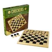 Checkers with Natural Wood Board