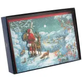 Santa Overlooking Village 8 Count Boxed Christmas Cards