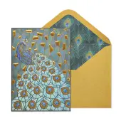 Mosaic Peacock Greeting Card with Glitter and Foil Accents