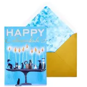 Whimsical Dog Menorah Hanukkah Card