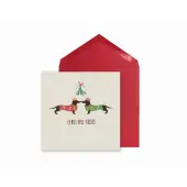 Dogs Under Mistletoe Christmas Card