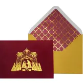 Burgundy and Gold Nativity Christmas Card
