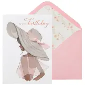 Woman in Hat Birthday Card