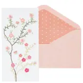 Hand-Embroidered Floral Greeting Card