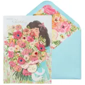 Girl with Birthday Bouquet Birthday Card