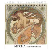 Mucha 2026 Easel Desk Calendar