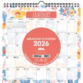 Meadow Flowers Spiral Art 2026 Wall Calendar
