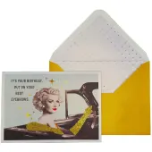 Glam Blonde in Convertible Birthday Card
