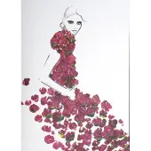Woman in Pink Flower Dress Birthday Card