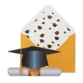 Graduation Card with Mortar Board and Diploma Design