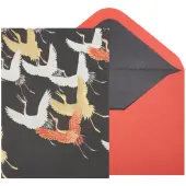 Cranes Flight Blank Greeting Card with Gold Foil Details