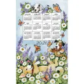 Playful Puppies 2026 Calendar Towel