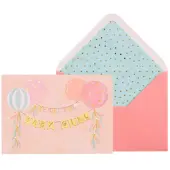 Baby Girl Banners & Balloons New Baby Card