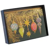 Ornaments and Pine on Green 8 Count Boxed Christmas Cards
