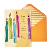 Birthday Wishes Card with Vibrant Candles and Gem Embellishments