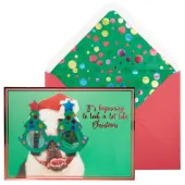 Dog with Tree Glasses Christmas Card
