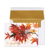 Leaves Sympathy Greeting Card with Gold Foil and Glitter