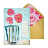 Floral Birthday Wishes Card with Glitter Accents