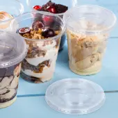 [1,000 ct] Plastic Cup Lids | 98 mm | PET | No Hole | Clear