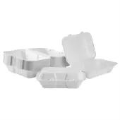 Karat Earth 9''x6'' PFAS Free Compostable Bagasse Hinged Containers, White - 200 pcs