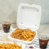 Karat Earth 9"" x 9"" Mineral Filled PP Hinged Container, White - 120 pcs