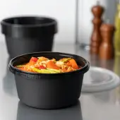 [150 sets] 44 oz PP Tamper Resistant Injection Molded Microwaveable Black Food Container w/Clear lid