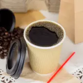 [500 ct] 8 oz Paper Coffee Cups | Ripple | 80 mm | Kraft