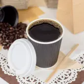 [500 ct] 8 oz Paper Coffee Cups | Ripple | 80 mm | Black