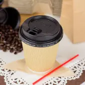 [500 ct] 10 oz Paper Coffee Cups | Ripple | 90 mm | Kraft