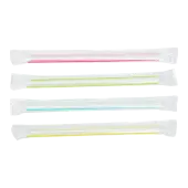 [2,000 ct] Clear Boba Straws | Individually Wrapped | Mixed Stripes (0.39"" x 7.5"")