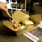 [200 ct] Paper Take-Out Boxes | #3 | 76 oz | Kraft