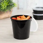 [240 sets] 24 oz Deli Containers with Lids | Injection Molded PP | Black